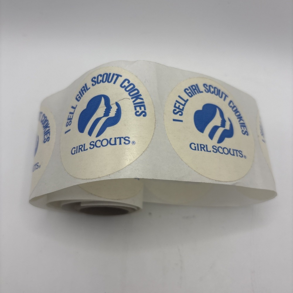 Vtg "I Sell Girl Scout Cookies" Roll Of 11‎ Circle Round Stickers USA
